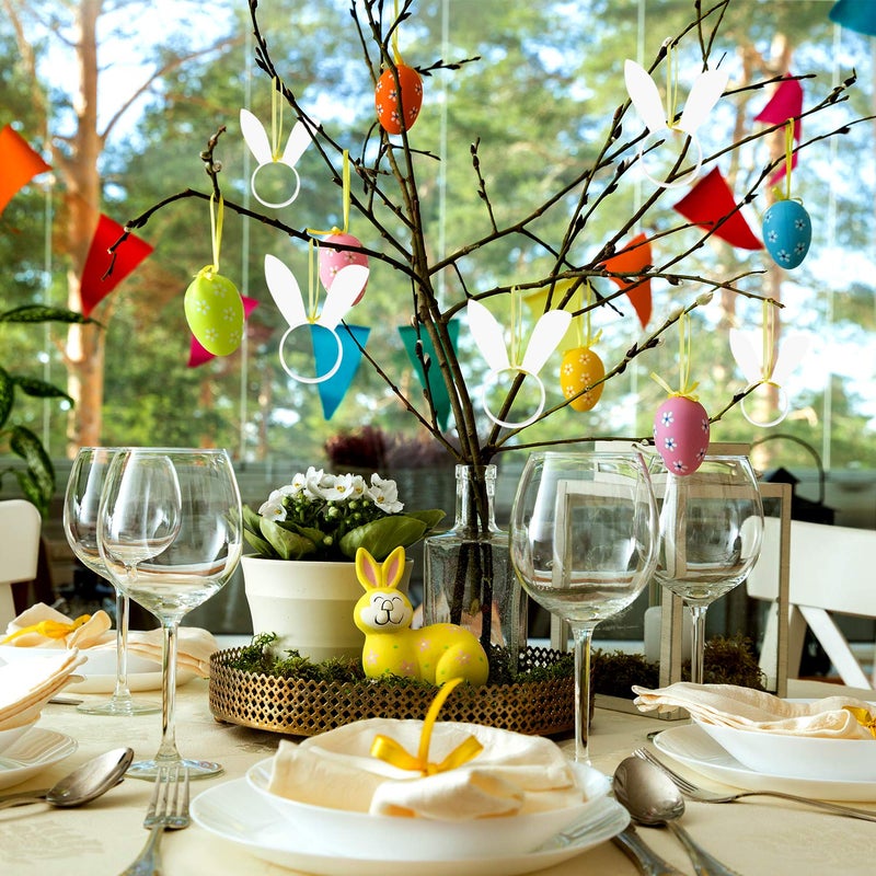 FEPITO 12Pcs Easter Bunny Ear Napkin Rings Rabbit Napkin Ring Holders Table Decorations for Spring Easter Party - Image 3